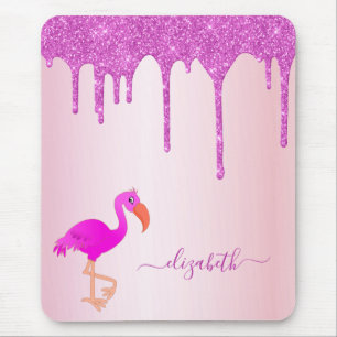 Tapis De Souris Parties scintillant rose gouttes flamingo girly