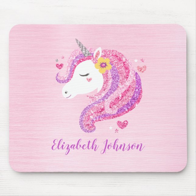 Tapis De Souris Parties scintillant rose magique personnalisée Vis (Devant)