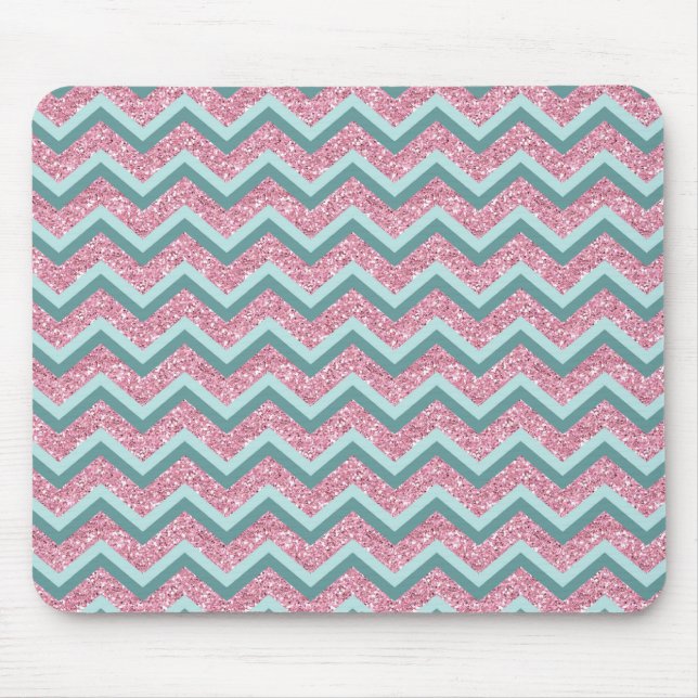 Tapis De Souris Parties scintillant rose Motif ZigZag (Devant)