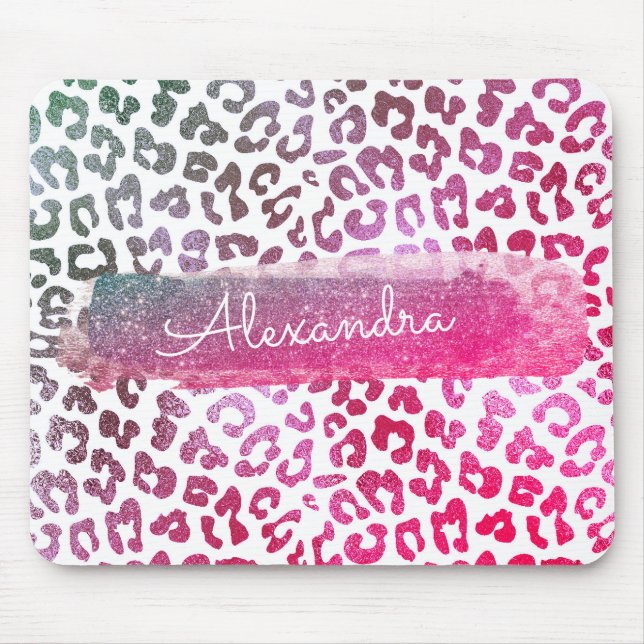 Tapis De Souris Parties scintillant rose Ombre Cheetah (Devant)