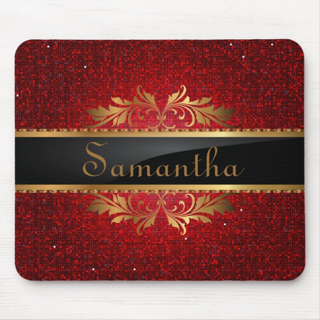 Tapis De Souris Parties scintillant rouge Disco Mousepad personnal (Devant)