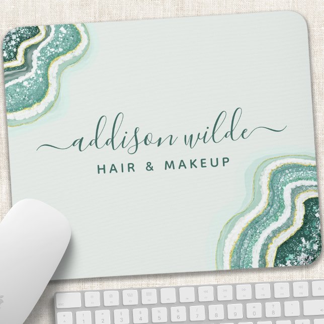 Tapis De Souris Parties scintillant turquoise Agate Geode Luxe Chi (Créateur téléchargé)