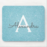 Tapis De Souris Parties scintillant turquoise d'étincelle bleue No<br><div class="desc">Parties scintillant turquoise Aqua Blue Sparkle Nom du monogramme Monogram Mousepad. Ce Mousepad peut être customisé pour inclure votre prénom.</div>