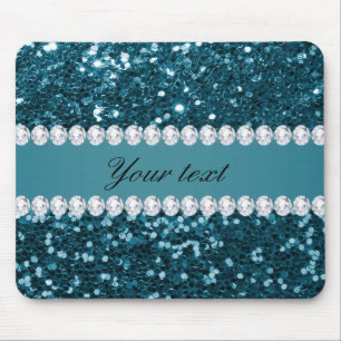 Tapis De Souris Parties scintillantes et diamants bleus turquoises