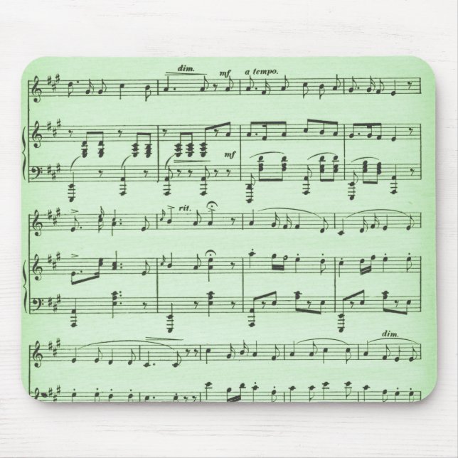 Tapis De Souris Partition de musique verte (Devant)
