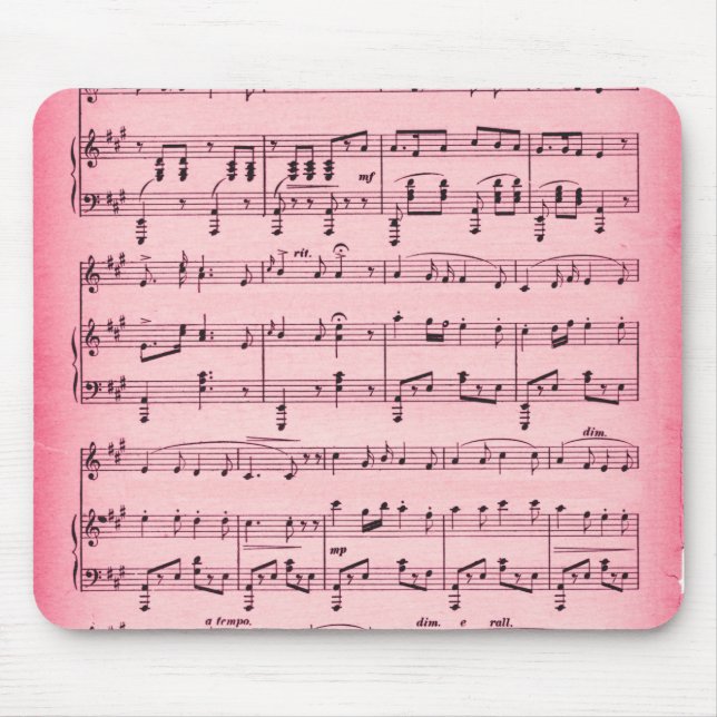 Tapis De Souris Partition musique rose (Devant)