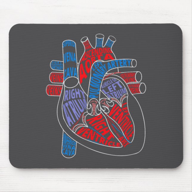 Tapis De Souris Parts Of Heart Anatomical Heart Gift For Cardiolog (Devant)