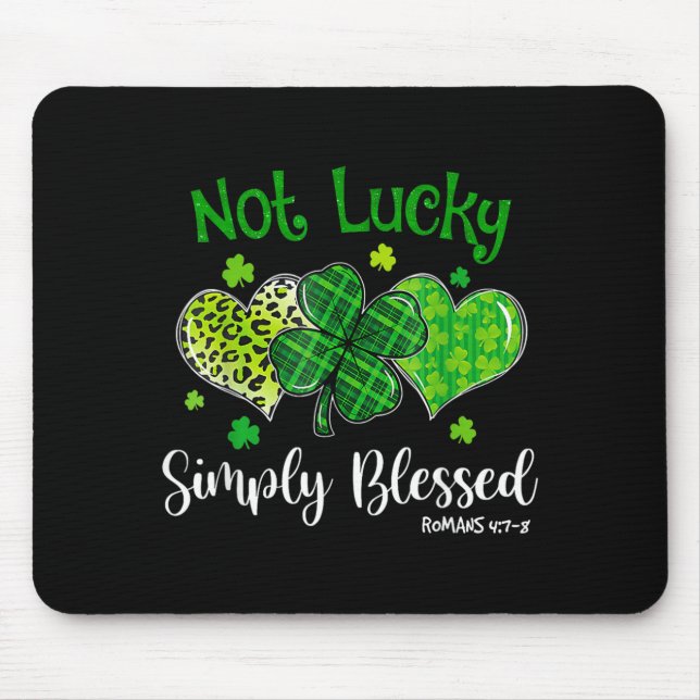 Tapis De Souris Pas chanceux simplement béni Shamrock chrétien St (Devant)