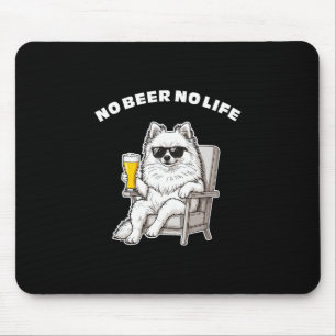 Tapis De Souris Pas de bière, pas de vie Pomeranian Chien drôle av