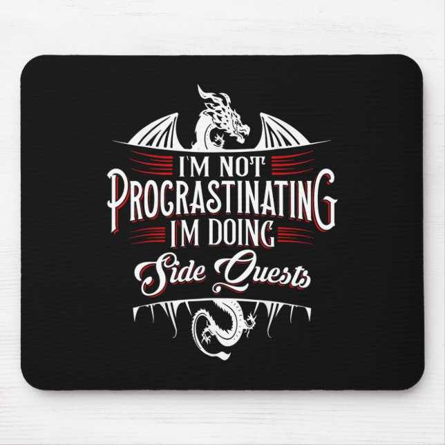 Tapis De Souris Pas de Quêtes Secondaires Procrastinant Drôle Rpg  (Devant)