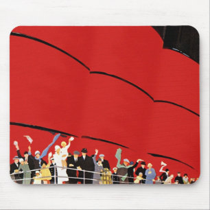 Tapis De Souris Passagers de bateaux de croisière vintages saluant