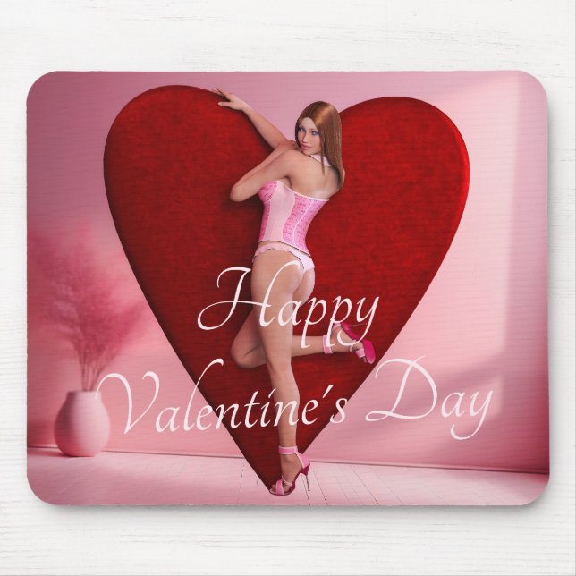 Tapis De Souris Passionnée Saint Valentin fille dans un corse (Devant)