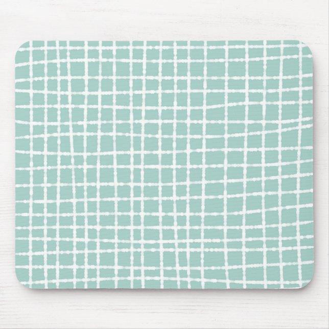 Tapis De Souris Pastel Blue Check Motif doux et moderne (Devant)