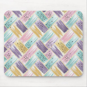 Tapis De Souris Pastel Brushstroke & Gold Crisscross Abstrait