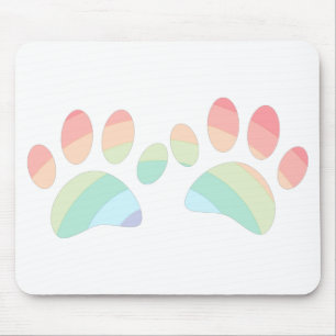 Tapis De Souris Pastel Color Rainbow Chien Empreintes de pattes