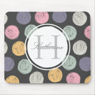 Tapis De Souris pastel coloré artistique polka point double monogr