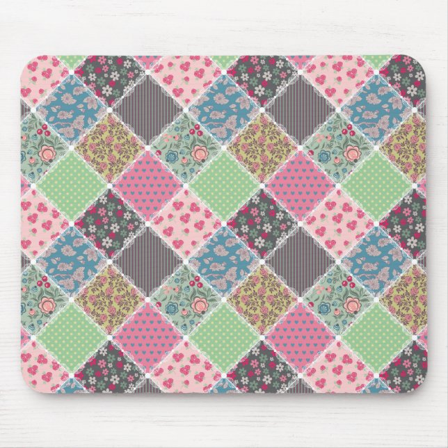Tapis De Souris Pastel Floral Quilt Carré (Devant)
