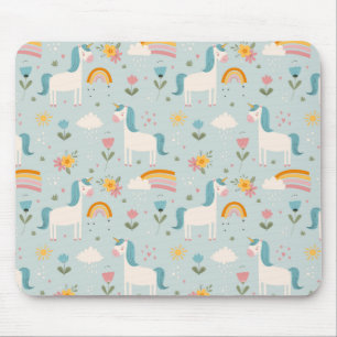 Tapis De Souris Pastel mignon Rainbow Unicorn Motif