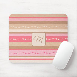 Tapis De Souris Pastel Monogramme Et Stripes Motif Pad Souris