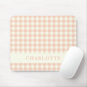 Tapis De Souris Pastel Peach En vichy Buffalo Check Nom Plaid