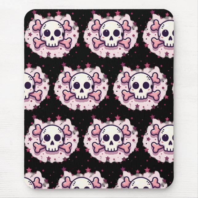 Tapis De Souris Pastel Pink Skull and Crossbones (Devant)
