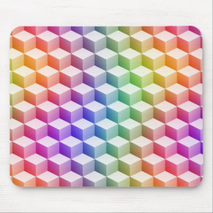 Tapis De Souris Pastel Rainbow Colored Shaded 3D Look Cubes