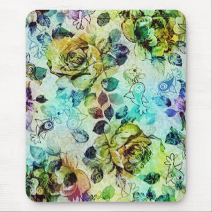 Tapis De Souris Pastel Roses & Oiseaux Design