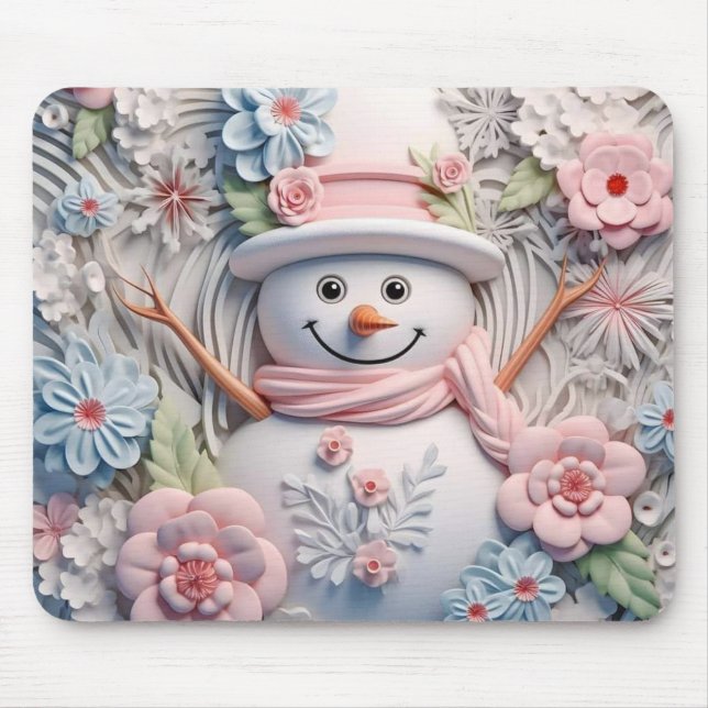 Tapis De Souris Pastel Snowman 3D (Devant)