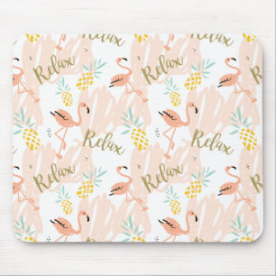 Tapis De Souris Pastel Tropical Pink Flamingo Motif