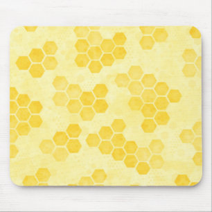 Tapis De Souris Pastel Yellow Honeycomb Motif