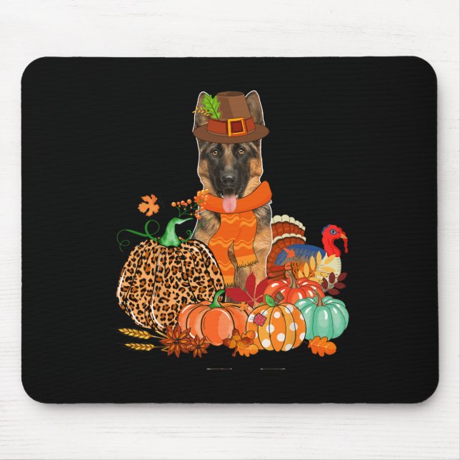 Tapis De Souris Pasteur Allemand De Thanksgiving Avec La Poussette (Devant)