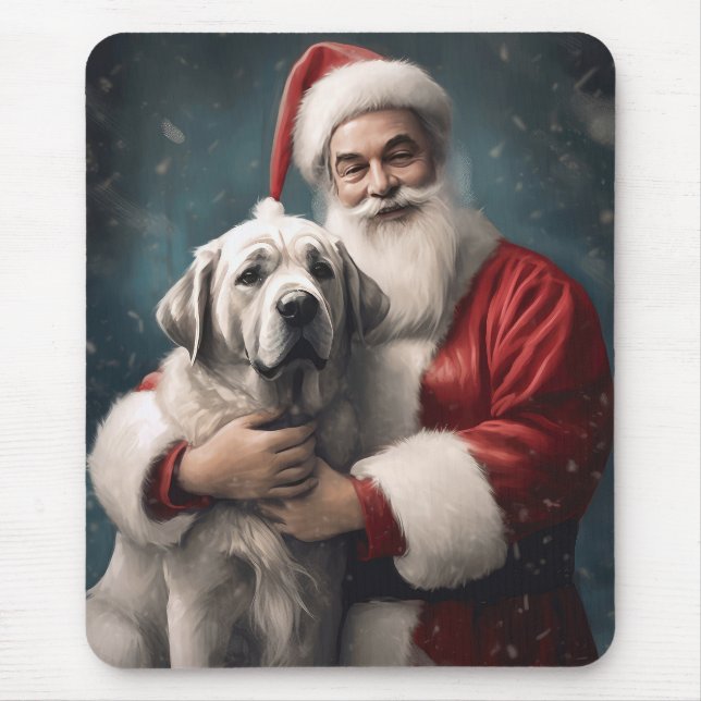 Tapis De Souris Pasteur anatolien avec Noël du Père Noël (Devant)
