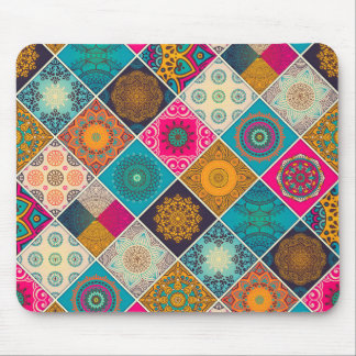Tapis De Souris Patchwork de Bohème coloré de mandala
