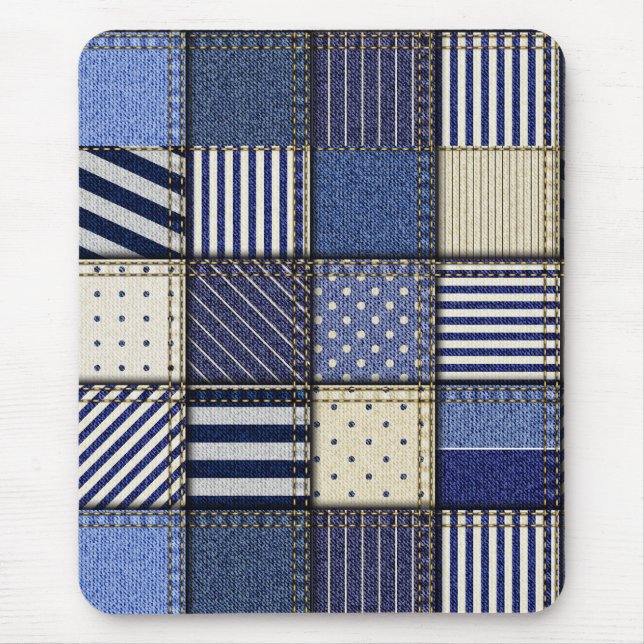 Tapis De Souris Patchwork Denim bleu (Devant)