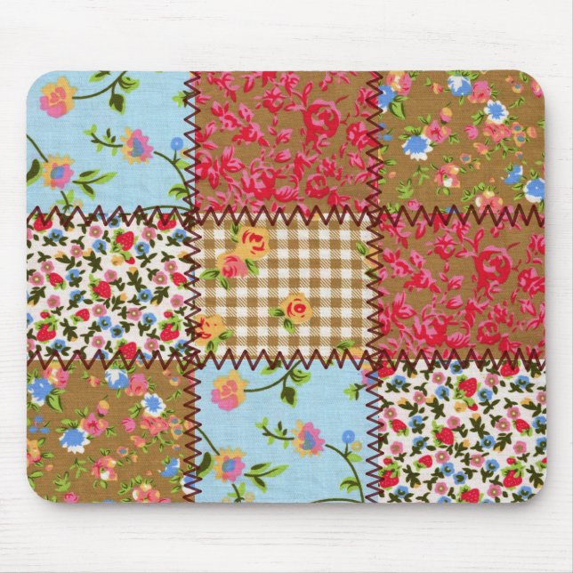 Tapis De Souris Patchwork floral Mousepad de tissu (Devant)