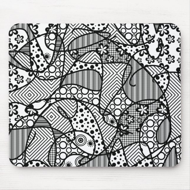 Tapis De Souris Patchwork noir et blanc 04 de motif (Devant)