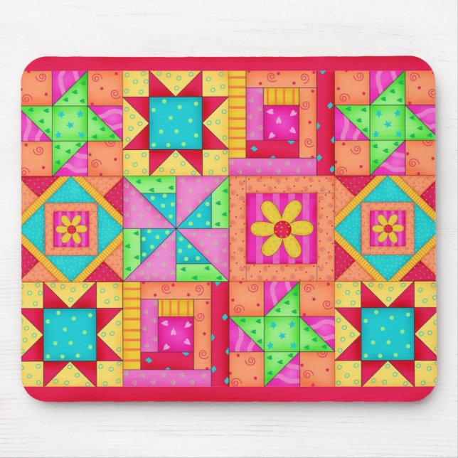 Tapis De Souris Patchwork Quilt Blocks Mousepad (Devant)