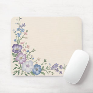 Tapis De Souris Pâte violet, blanc & bleu Botanique Flore Imprimer