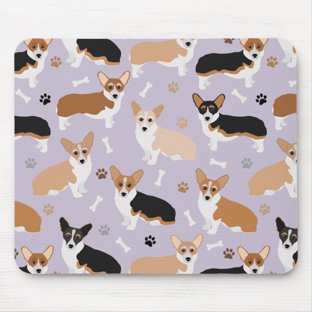 Tapis De Souris Pâtes de chien de Corgi et Pâtes de souris d'os (Devant)