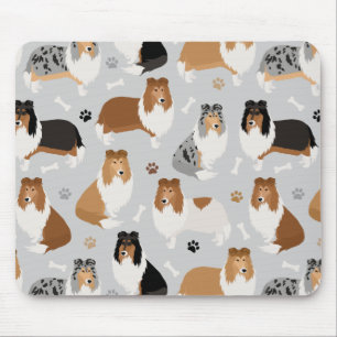Tapis De Souris Pâtes de collie arrondies et souris Pad