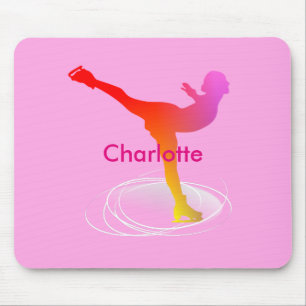 Tapis De Souris Patinage sur glace couleur vive Silhouette