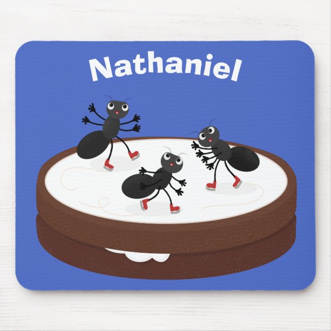 Tapis De Souris Patinage sur glace de fourmis joyeuses sur dessin  (Devant)