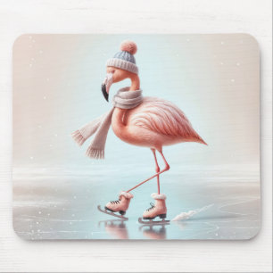 Tapis De Souris Patinage sur glace Flamant rose rose