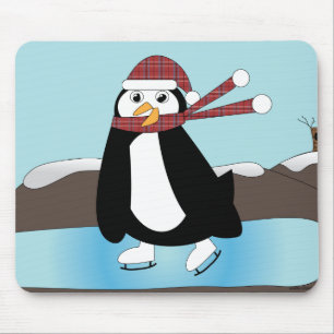 Tapis De Souris Patinage sur glace Pingouin Mousepad