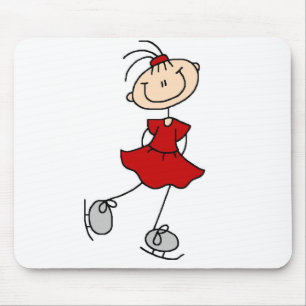 Tapis De Souris Patineuse artistique en robe rouge T-shirts et Cad