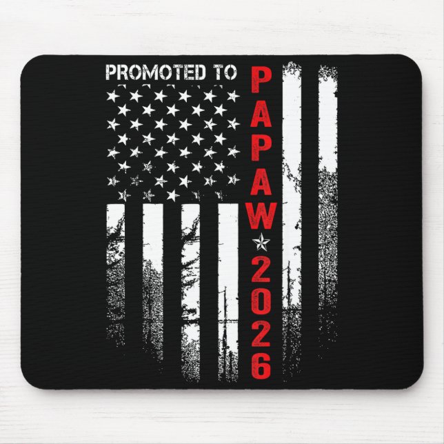Tapis De Souris Patriotic Mens Promoted To Papaw Est 2026 First Ti (Devant)