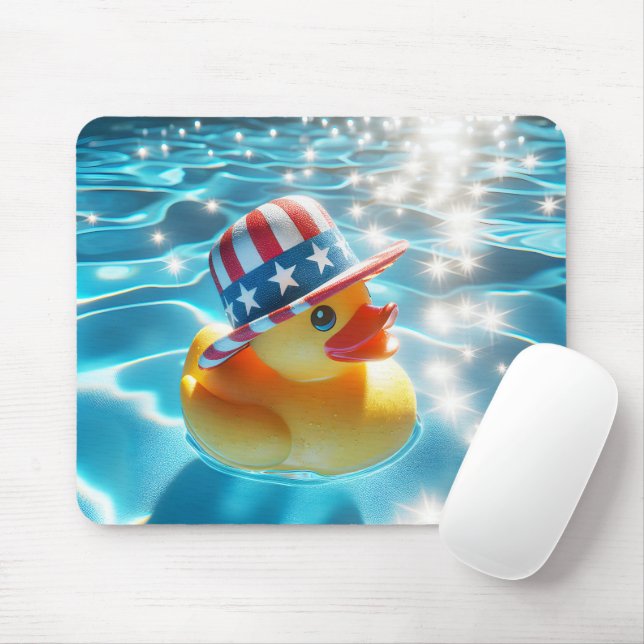 Tapis De Souris Patriotic Rubber Duck In Pool (Avec souris)