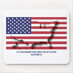 Tapis De Souris PATRIOTIQUE 4 JUILLET Pour La Liberté Christ Nous 