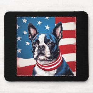 Tapis De Souris Patriotique Boston Terrier avec drapeau américain