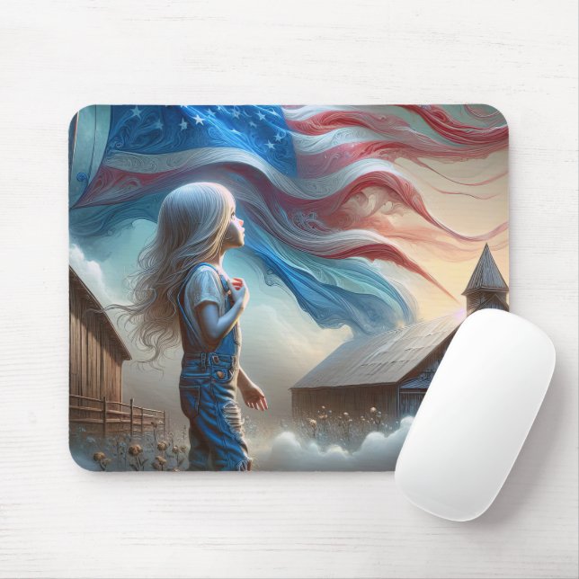 Tapis De Souris Patriotique Fille En Coton Pays (Avec souris)